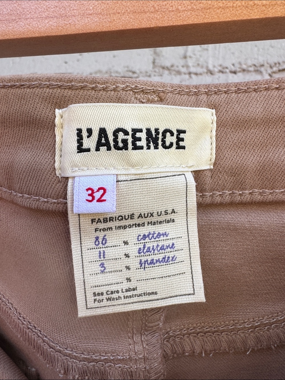 L'AGENCE Kendra High Rise Crop Flare Cappuccino Coated Jeans Size 32 - Picture 8 of 15